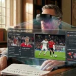 Side view of Meta VR Glasses 2.4K Micro-OLED worn by a man reading a newspaper