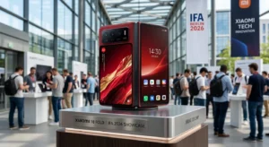 Xiaomi 18 Fold foldable smartphone displayed at IFA 2026 Berlin.