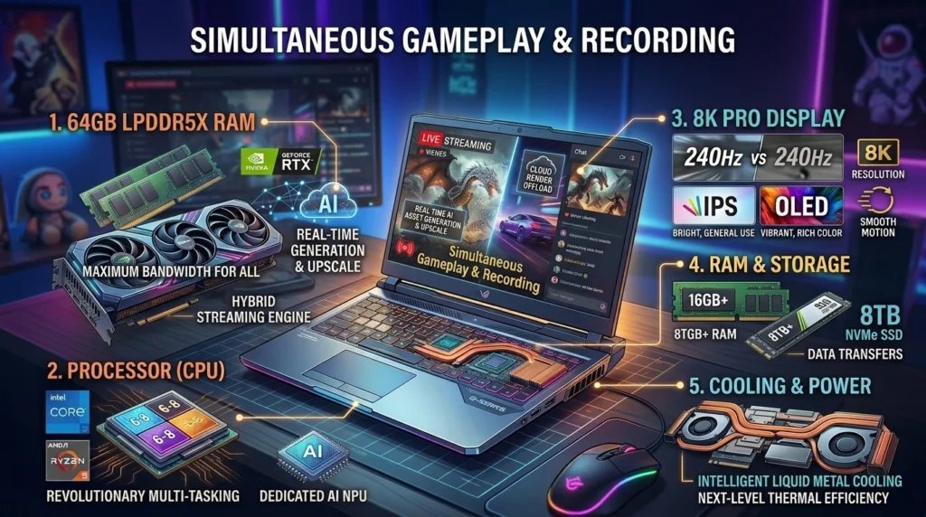 Infographic showing the best gaming laptop options by budget tiers and specs, helping buyers pick the right laptop for their needs.