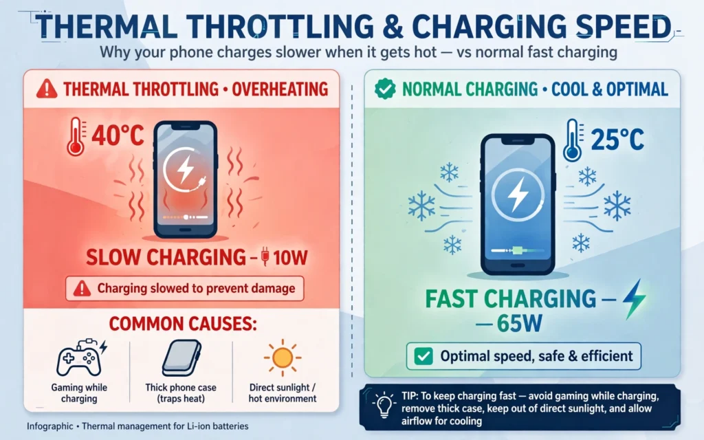 thermal throttling charging speed causes slow charging